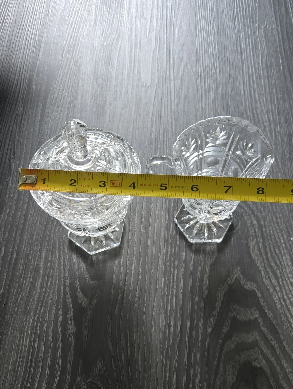 1960's Crystal Glass Sugar Bowl and Creamer Set - Clear Vintage
